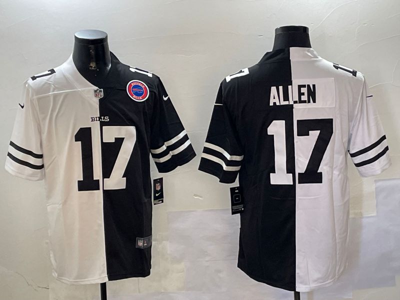 Men Buffalo Bills #17 Allen Black White 2024 Nike Limited NFL Jersey style 01082